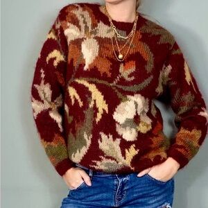 Talbots Vintage Floral Hand Knit Sweater